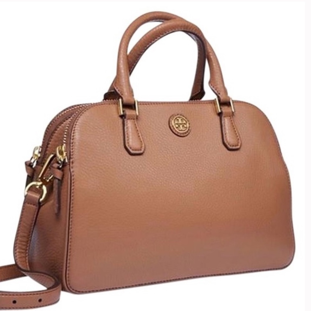 Tory Burch Robinson Pebbled Double Zip Satchel